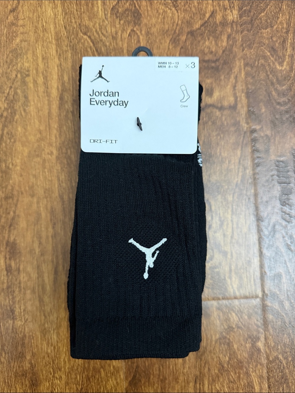 Jordan Black Crew Socks with White Jumpman - 3 Pack